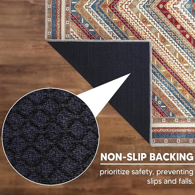 Keen Home Design 30"x84" Rug - Machine Washable Runner Rug with Non-Slip Backing, Ideal for Hallway, Entryway, Kitchen, Laundry Room - Vintage, Easy Clean, Durable, Low Pile Rug - (2'6" x 7')