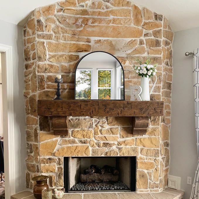 CIRCUMI Arched Wall Mirror, 24"x24" Black Arched Mirror with Tempered Glass, Metal Frame, Large Size for Entryway Table, Mantel,Living Room,Over Sink,Arch Mirror for Decor,Shatterproof&Crystal-Clear