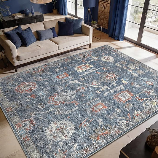 Keen Home Design 9x12 Rug - Machine Washable Area Rug with Non-Slip Backing, Ideal for Living Room, Dining Room, Bedroom - Vintage, Easy Clean, Durable, Low Pile Rug - (9' x 12')
