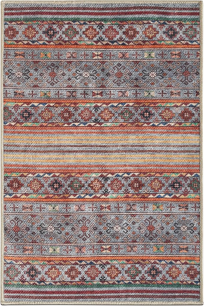 Keen Home Design 2x3 Rug - Machine Washable Entry Rug with Non-Slip Backing, Ideal for Enteryway, Kitchen, Bathroom, Laundry Room - Vintage, Easy Clean, Durable, Low Pile Rug - (2' x 3')
