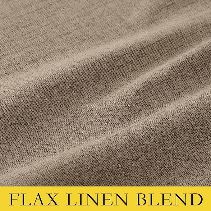 NICETOWN 100% Blackout Burlap Linen Curtains 90 inches Length with Thermal Insulated Liners for Bedroom, 2 Panels, 52" W, Room Cooling Noise Reducing Window Treatment Drapes for Living Room