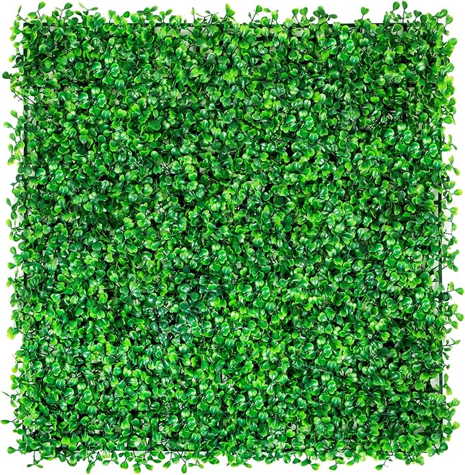 VEVOR Artificial Boxwood Panels,12PCS 10x10 inch, Artificial Grass Backdrop Wall Boxwood Hedge Wall Mat, Privacy Hedge Screen UV Protected for Outdoor Indoor Garden Fence Backyard