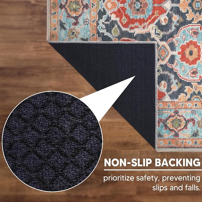 Keen Home Design 30"x144" Rug - Machine Washable Runner Rug with Non-Slip Backing, Ideal for Hallway, Entryway, Kitchen, Laundry Room - Vintage, Easy Clean, Durable, Low Pile - (2'6" x 12')