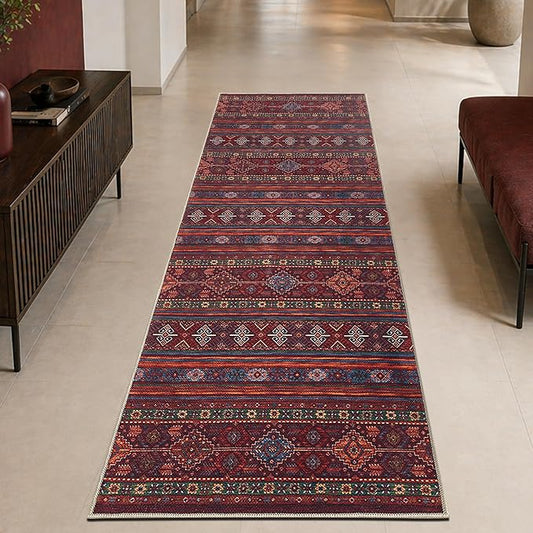 Keen Home Design 30"x84" Rug - Machine Washable Runner Rug with Non-Slip Backing, Ideal for Hallway, Entryway, Kitchen, Laundry Room - Vintage, Easy Clean, Durable, Low Pile Rug - (2'6" x 7')