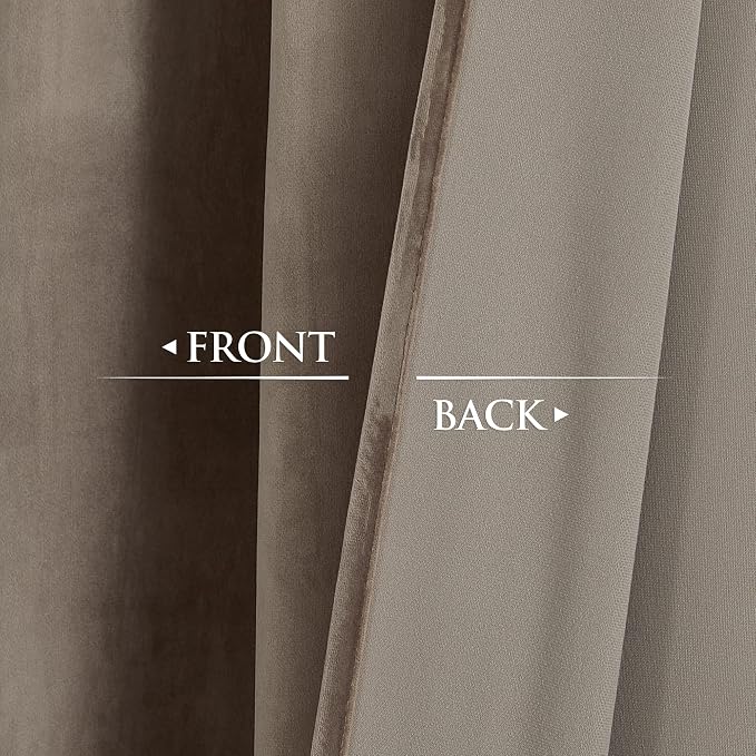 StangH Taupe Velvet Curtains 108 inches Long, Luxury Home Decoration Thermal Insulated Privacy Window Drapes for Bedroom Sliding Door, W52 x L108, 2 Panels | Luxury Living Room Decor, Farmhouse Curtains, Thermal Insulation, Room Darkening, Living Room,...