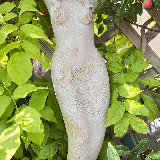 39'' High Mermaid Statue Wall Hanging Big Size Wall-Mounted Sculpture Wall Decoration Magnesium Oxide Indoor Outdoor Sculpture Mermaid Hook Garden Statue for Yard Backyard Decor
