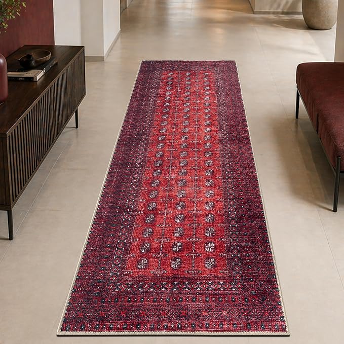 Keen Home Design 30"x144" Rug - Machine Washable Runner Rug with Non-Slip Backing, Ideal for Hallway, Entryway, Kitchen, Laundry Room - Vintage, Easy Clean, Durable, Low Pile - (2'6" x 12')