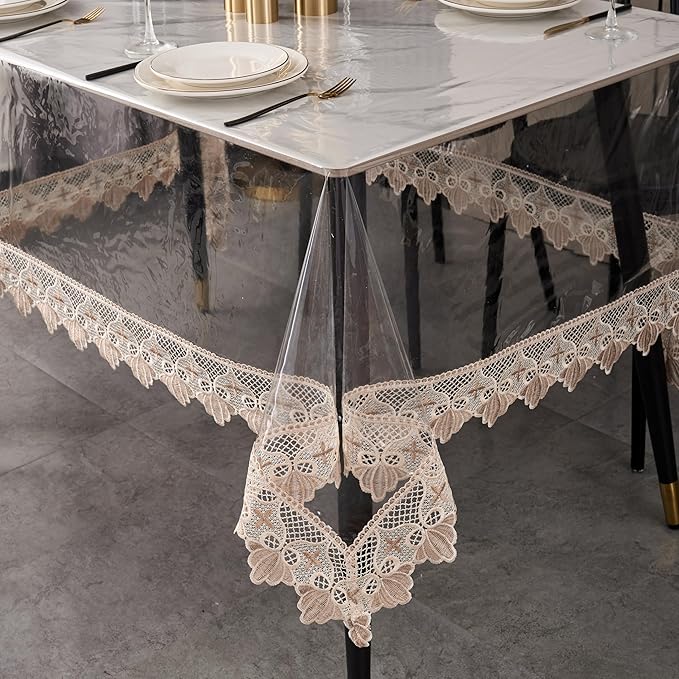 Pioggia Clear Vinyl Tablecloth Protector Waterproof/Oil-Proof PVC Table Cloth Transparent Sheet Table Cover (60'' x 108'' Rectangular)