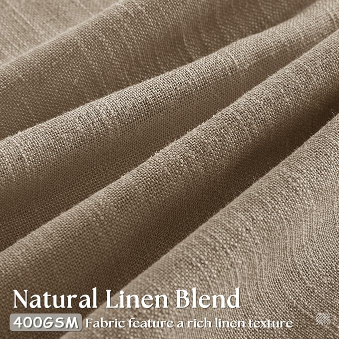 TWODRAPES Tan Brown Linen Pinch Pleated Curtains 2 Panels Living Room Bedroom Light Filtering Drapes 108 Inch Length Light Brown Latte Semi Sheer Memory Shape Trained Ceiling Floor Curtain