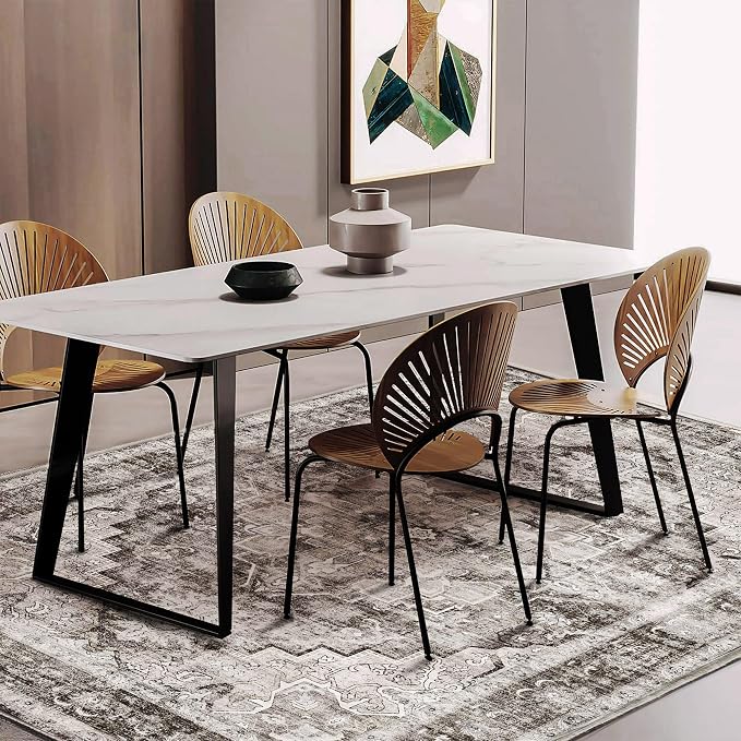 CHAMPLANT 3'x5' Deep Khaki Vintage Washable Thin Area Rug Traditional Floor Cover Foldable Indoor Distressed Non Slip Carpet for Bedroom Living Room Bathroom