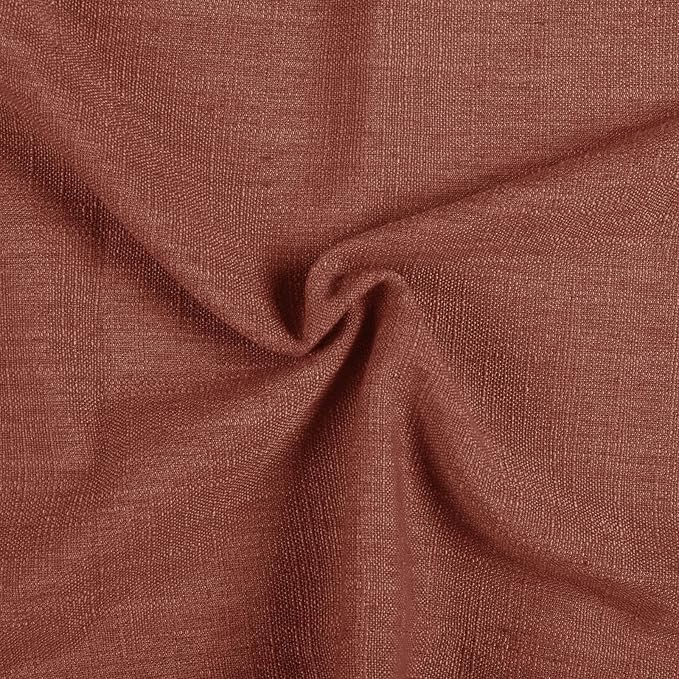 TWOPAGES 34" W x 24" L Linen Blend Cafe Curtains for Kitchen Window, Light Filtering Pinch Pleated Tier Curtains, Modern Farmhouse Half Window Curtains for Bathroom, FireBrick, 2 Panels