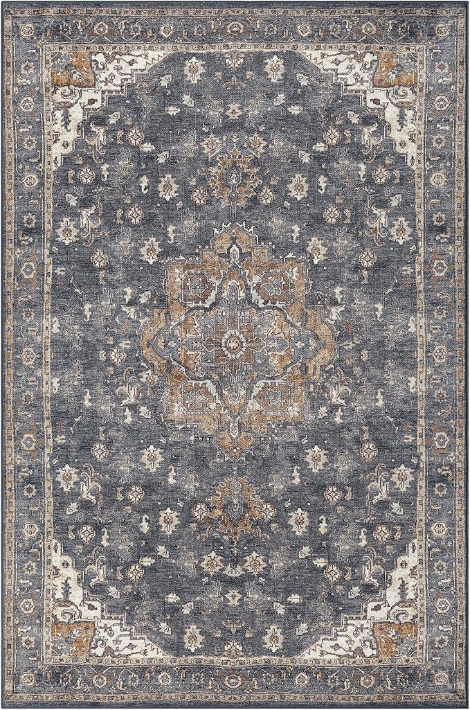 Keen Home Design 10x14 Rug - Machine Washable Area Rug with Non-Slip Backing, Ideal for Living Room, Dining Room, Bedroom - Vintage, Easy Clean, Durable, Low Pile Rug - (9'7" x 14')