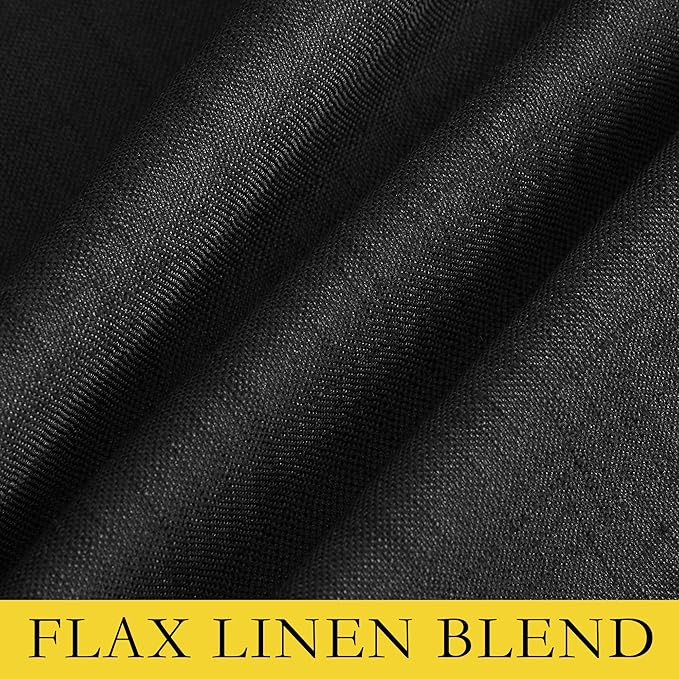 NICETOWN Vintage Open Linen Weave Flax Thermal Curtains, 100% Blackout Curtains 108 inches Long for Dining Room, Soundproof Window Treatment Drapes for Hall Room, Black, 52" Wide Per Panel, Set of 2