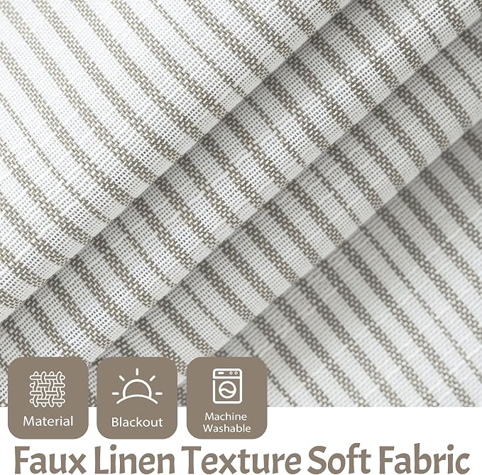 DriftAway Blackout Linen Ticking Striped Curtain Valance 18 Inches Beige | Double Layer Farmhouse Country Rustic Stripe Yarn Dyed Woven Thermal Insulated Rod Pocket Valance for Living Room