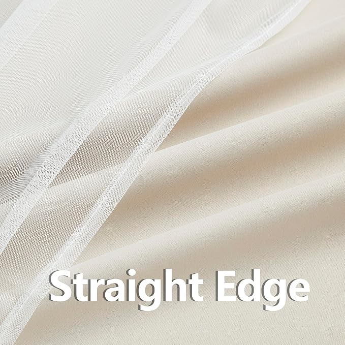 Bujasso Beige 80% Blackout Curtains with Sheer Overlay Mix and Match Double Layer Thermal Insulated Window Panels 84 inch for Living Room Bedroom Beige Drapes with Tiebacks Grommet Top 54" Wx84 Lx2