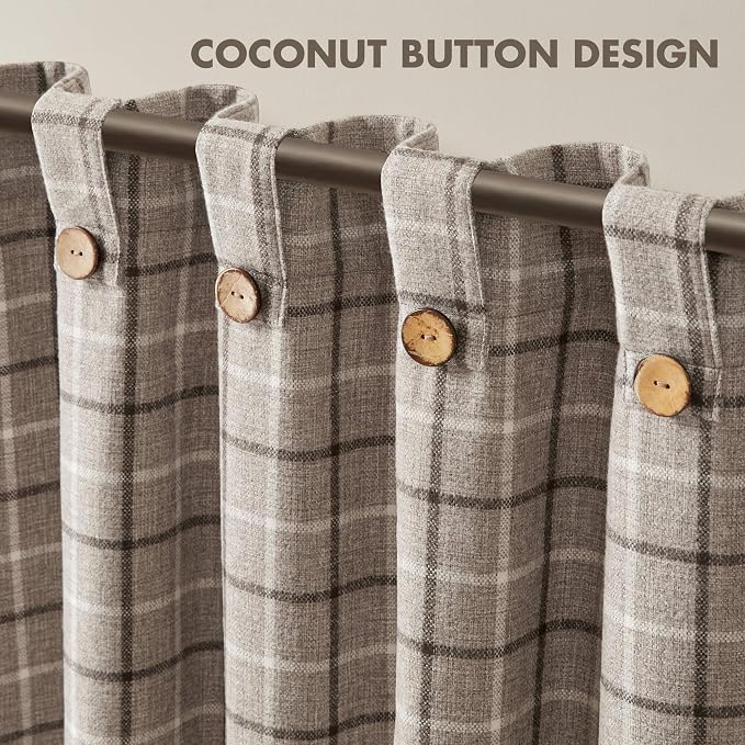 Madison Park Anaheim Cabin Plaid Curtain Window, Thermal Insulated Fleece Lining, Living Room Decor Room Darkening Drape for Bedroom, 1-Single Panel Pack, 50x84, Rod Pocket & Front Tab, Brown