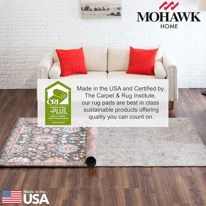 Mohawk Home Felt Rug Pad 11' 1" x 15' 8" - 3/8 Inch Thick Cushion for Area Rugs, Protective Underlay for Hardwood Floors, Comfort and Insulation – Felt Only Pad