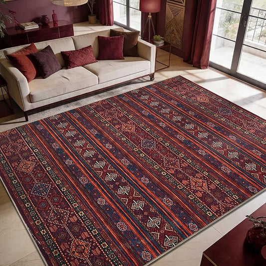 Keen Home Design 9x12 Rug - Machine Washable Area Rug with Non-Slip Backing, Ideal for Living Room, Dining Room, Bedroom - Vintage, Easy Clean, Durable, Low Pile Rug - (9' x 12')