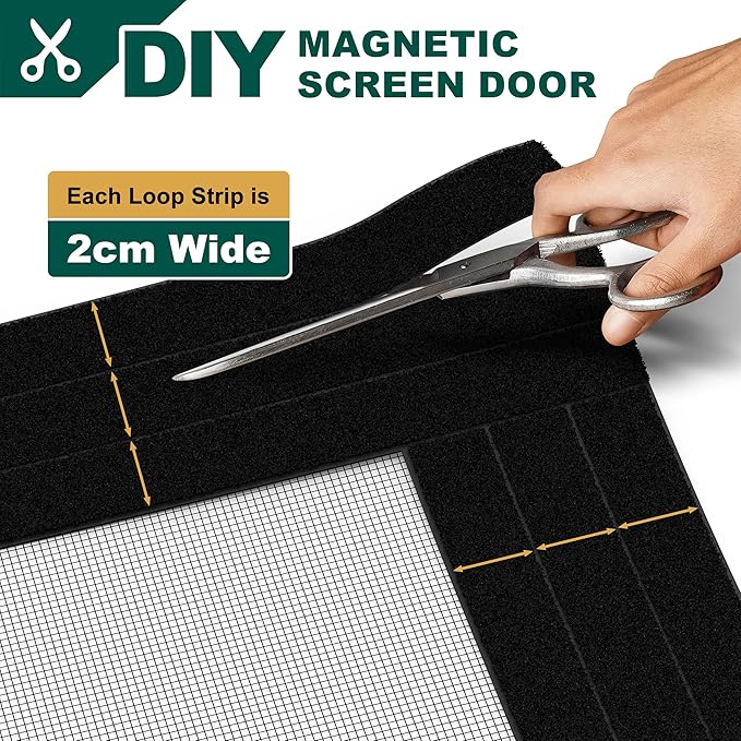 HADOR Adjustable Magnetic Screen Door Fit Door Size Width 29" - 33" Height 79" - 81", DIY Widen Heavy Duty Door Net Screen Mesh with Strong Magnet for Front Back, Black