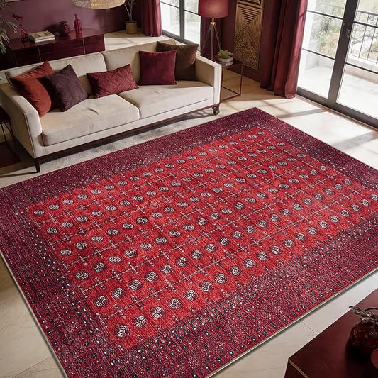 Keen Home Design 9x12 Rug - Machine Washable Area Rug with Non-Slip Backing, Ideal for Living Room, Dining Room, Bedroom - Vintage, Easy Clean, Durable, Low Pile Rug - (9' x 12')