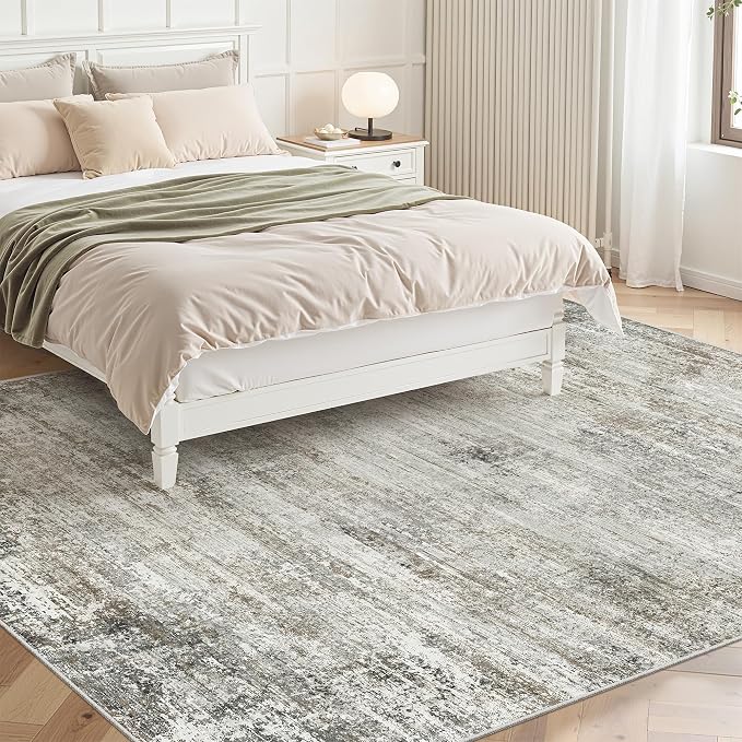 zesthome Washable Area Rugs 5'x7' Modern Abstract Soft Rug for Living Room Bedroom Nursery, Non-Slip Indoor Carpet for Kitchen Dining Room Home Office(Green Grey,5'x7')