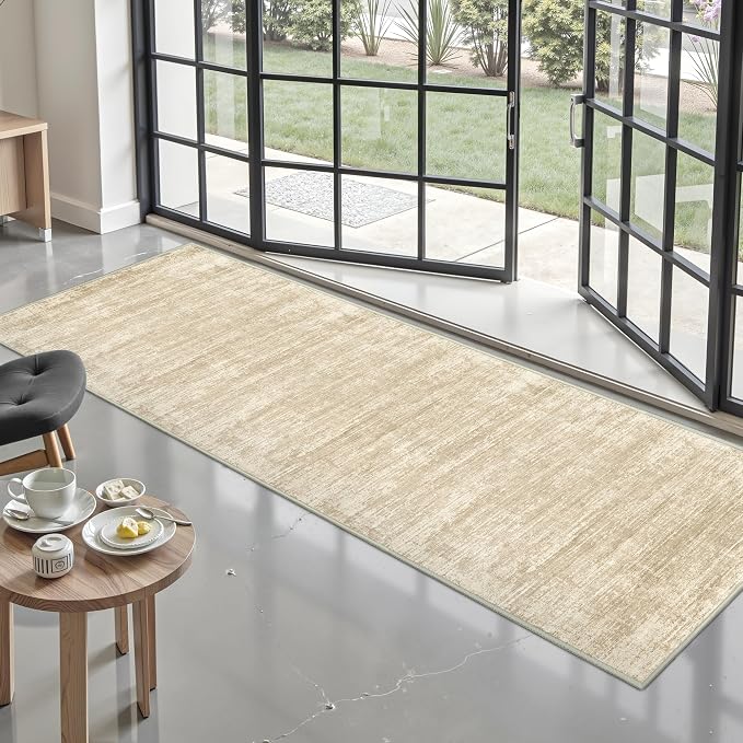 Zesthome Washable Runner Rug 2x6, Runners for Hallways, Non Slip Kitchen Runner Rugs, Soft Abstract Entryway Runners, Ultra-Thin Stain Resistant Rug for Bedside, Laundry, Corridor (Beige/Brown, 2'x6')
