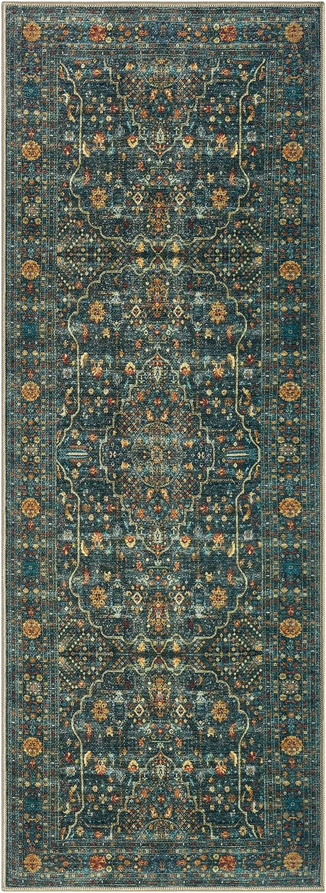 Keen Home Design 30"x84" Rug - Machine Washable Runner Rug with Non-Slip Backing, Ideal for Hallway, Entryway, Kitchen, Laundry Room - Vintage, Easy Clean, Durable, Low Pile Rug - (2'6" x 7')