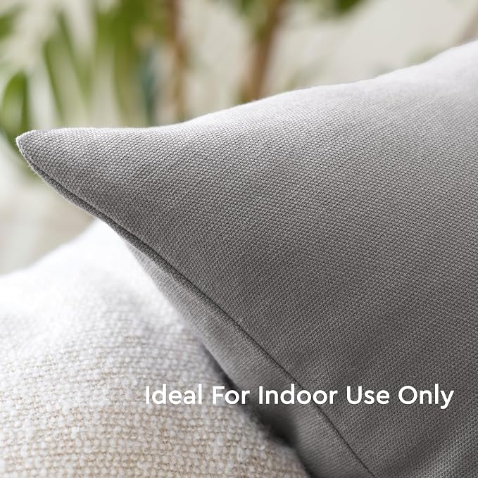 Encasa XO Throw Pillow Covers 20x20 in Set of 2 Grey | No Inserts | Cotton Pillow Covers for Living Room, Bed, Sofa, Couch | Decorative Cushion Covers with Improved Zipper