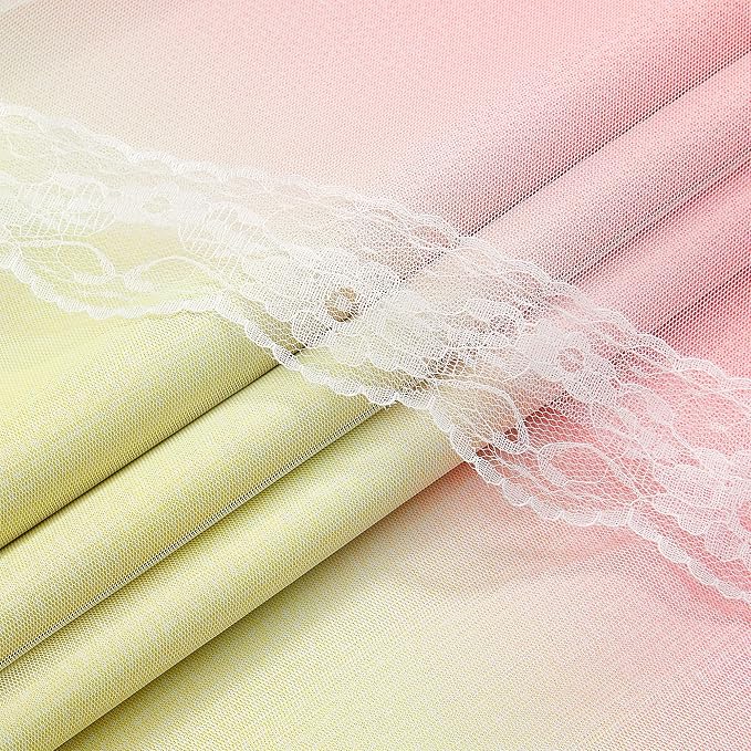 XiDi 100% Blackout Pink and Yellow Girls Curtains for Bedroom 63 Inches Long 2 Panels Nursery Curtains with Sheer Overlay Kids Princess Room Decor Soundproof Light Blokc Grommet Window Drapes 52Wx63L