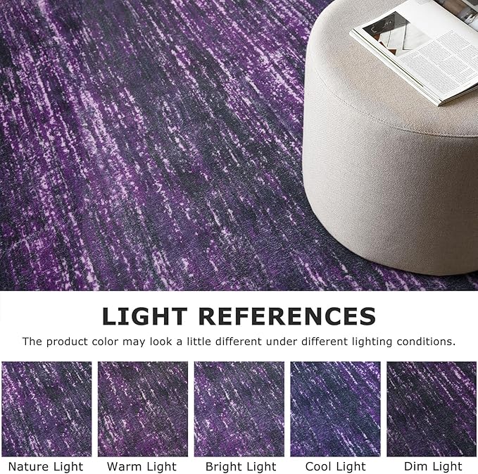 SIILOOM 5x7 Modern Abstract Area Rug for Bedroom, Purple White Large Super Soft Washable Rug with Non-Slip, Non-Shedding Rugs for Living Room, Indoor Door Mat for Home Décor