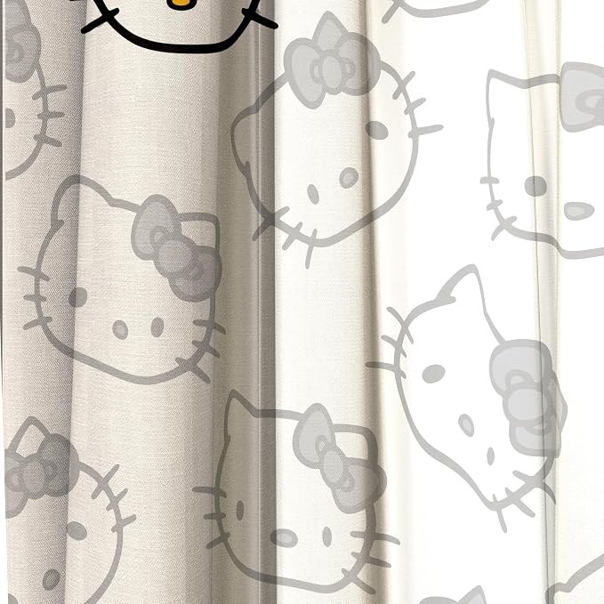 Jay Franco Window Curtains for Bedroom 4-Piece Drape Set with 2 Tiebacks, White - Hello Kitty, 42" W x 63" L (Pack of 2)