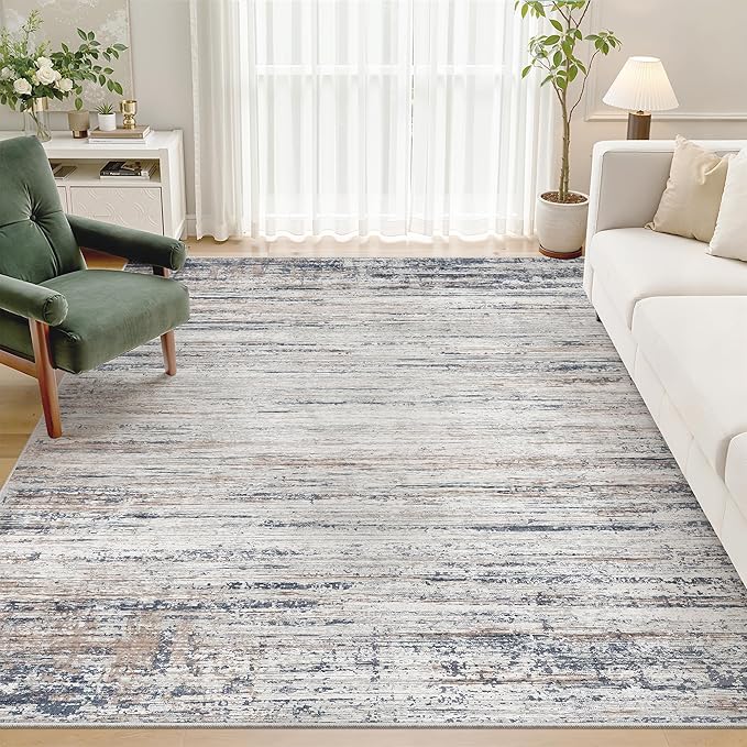 zesthome Washable Area Rugs 5'x7' Modern Abstract Soft Rug for Living Room Bedroom Nursery, Non-Slip Indoor Carpet for Kitchen Dining Room Home Office(Blue Grey,5'x7')