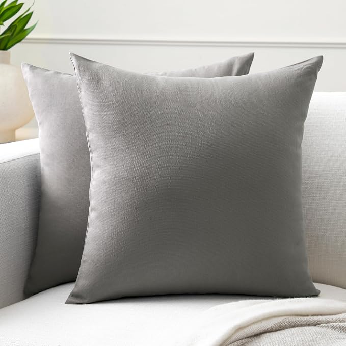 Encasa XO Throw Pillow Covers 20x20 in Set of 2 Grey | No Inserts | Cotton Pillow Covers for Living Room, Bed, Sofa, Couch | Decorative Cushion Covers with Improved Zipper