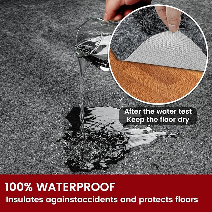 Waterproof Rug Pad, 2x3 ft Area Rug Non-Slip Carpet Pad, 1/4" Thick Non-Slip Rug Pads for All Floors and Finishes, Felt Pad for Hardwood Floors, Keeps Carpets in Place Soft and Safe