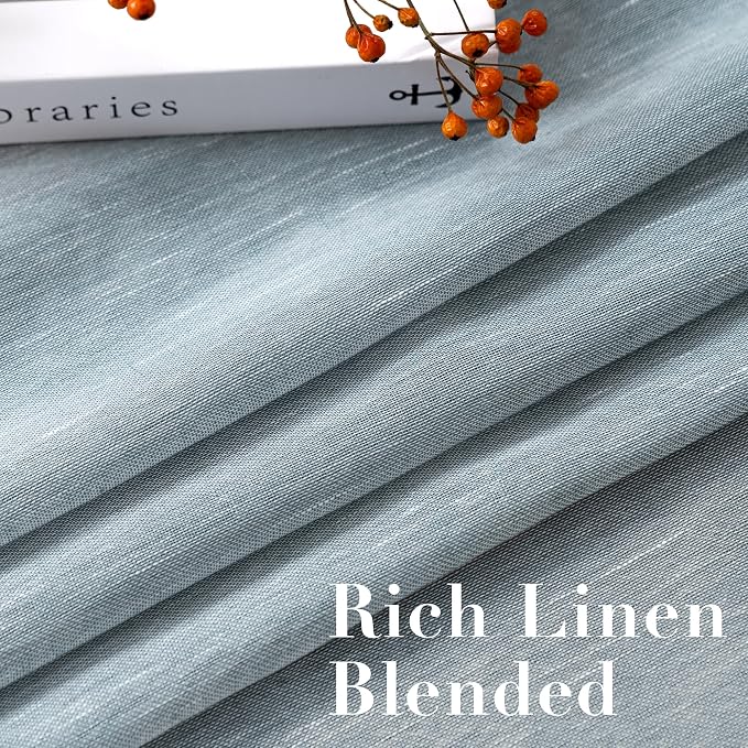 H.VERSAILTEX Linen Curtains Nickel Grommet Natural Linen Semi-Sheer Curtains 2 Panels Privacy Added Premium Soft Rich Material Drapes for Bedroom/Living Room - 37x63 Inch- Teal