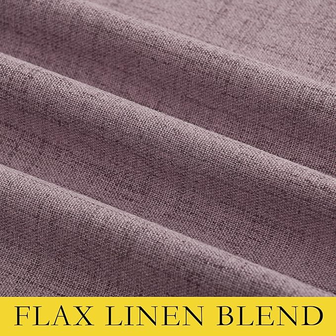 NICETOWN Chaise Mauve Vintage Linen 100% Blackout Curtains for Living Room, Thermal Insulated Curtains 95“ Long, Noise Reducing Window Treatment Drapes for Home Office, 62" Wide Per Panel, Set of 2