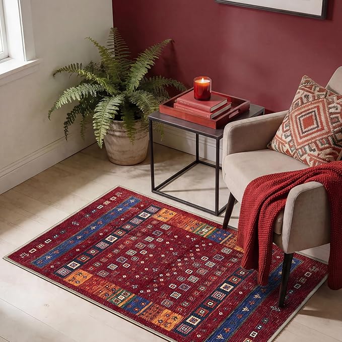 Keen Home Design 2x3 Rug - Machine Washable Entry Rug with Non-Slip Backing, Ideal for Enteryway, Kitchen, Bathroom, Laundry Room - Vintage, Easy Clean, Durable, Low Pile Rug - (2' x 3')