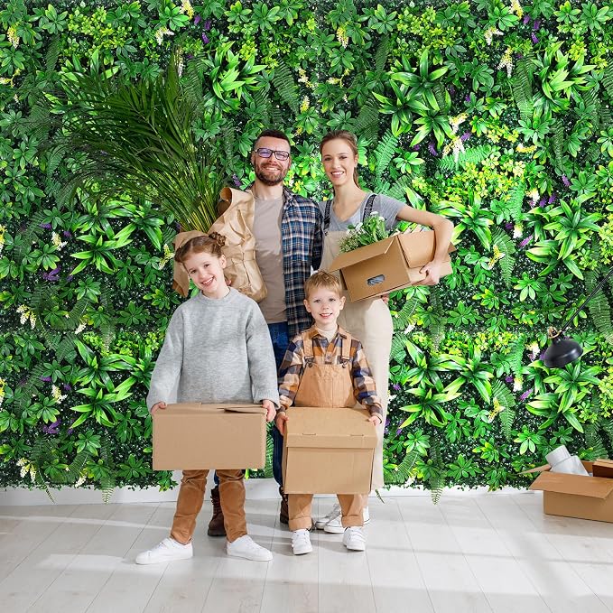 fanado Artificial Grass Wall Panels (20"x 20" 14pcs),Hedge Green Wall Decor Backdrop, UV-Anti Fake Greenery Plant Wall Boxwood Panels for Privacy Fence Screen Outdoor Indoor Wedding Garden Backyard