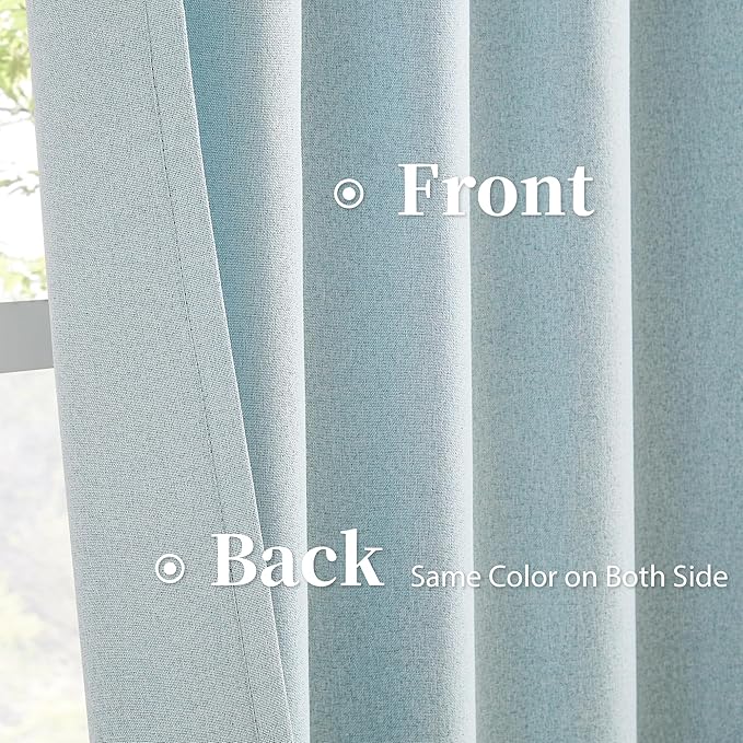 KEQIAOSUOCAI Short Blackout Curtains Light Blue for Kitchen - Total Blocking Out Draperies for Bathroom Bedroom W50 x L45 Back Tab Loop Pocket, 2 Panels
