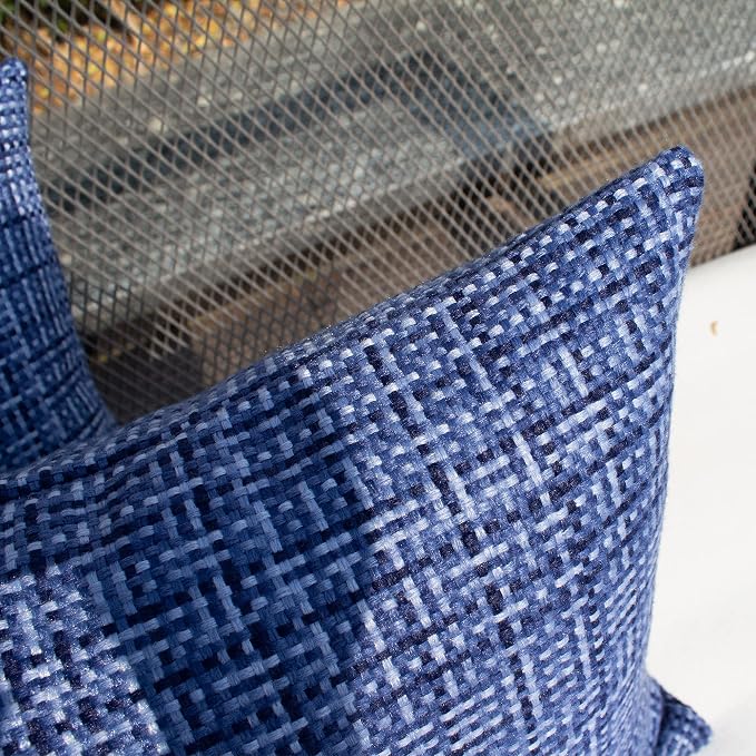 Kevin Textile Outdoor Waterproof Throw Pillow Covers Water Resistant Decorative Square Cushion Covers Pillowcase Shell for Patio Couch Tent Park Pack of 2 (12 x 20 Navy Blue)