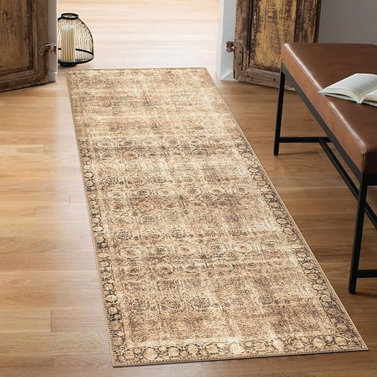 Keen Home Design 30"x84" Rug - Machine Washable Runner Rug with Non-Slip Backing, Ideal for Hallway, Entryway, Kitchen, Laundry Room - Vintage, Easy Clean, Durable, Low Pile - (2'6" x 7')