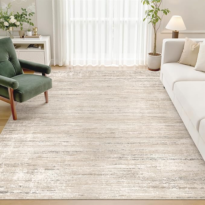 zesthome Area Rugs 6x9 Living Room, Washable Rug Modern Abstract Large Rug Soft Non Slip Neutral Rugs Stain Resistant Indoor Carpet for Bedroom Nursery Home Office (Beige,6'x9')