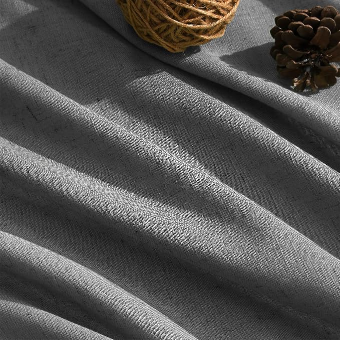 Blazer Grey Linen Curtains 84 Inches Long 2 Panels Set Back Tab Rod Pocket Dark Grey Living Room Curtain Farmhouse Modern Light Filtering Drapes for Bedroom Home Decor 52 Inch Width x 84 Inch Length