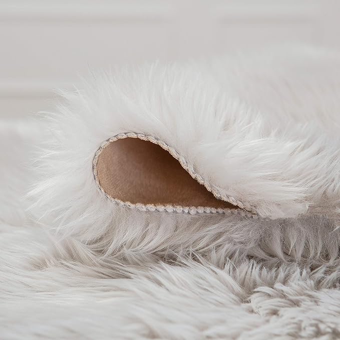 Chanasya Super Soft Faux LongFur Suede Fake Sheepskin for Sofa Couch Stool Vanity Chair Cover Luxurious Fluffy Rug Solid Shaggy Area Rugs for Living Bedroom Floor - Gray 2ftx3ft