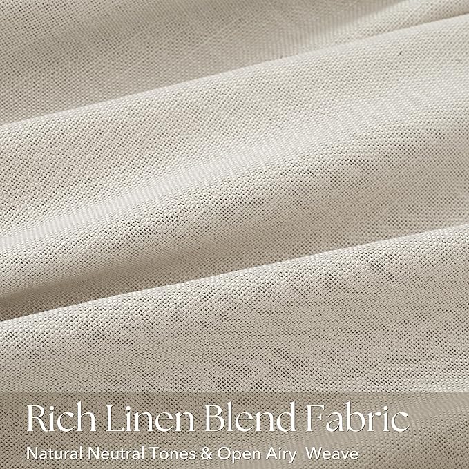92 Inch Linen Curtains 2 Panel Set for Living Room Natural Beige Pinch Pleat Curtain Memory Trained with Hook Farmhouse Rustic Canvas Textured Semi Sheer Light Filtering Pleated Drapes 92 Long Apricot