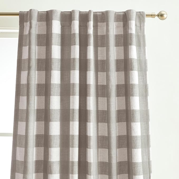 Grainger Rod Pocket Back Tab Window Curtain Panel, Gray - 52" W x 63" L
