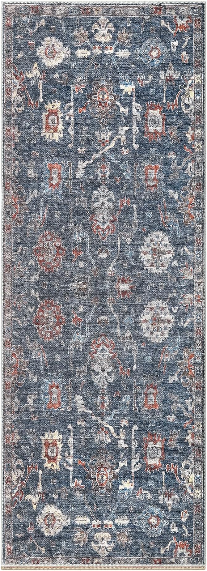 Keen Home Design 30"x84" Rug - Machine Washable Runner Rug with Non-Slip Backing, Ideal for Hallway, Entryway, Kitchen, Laundry Room - Vintage, Easy Clean, Durable, Low Pile Rug - (2'6" x 7')