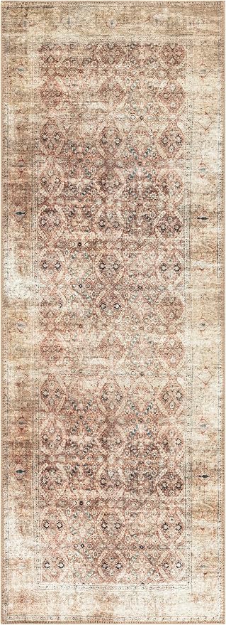 Keen Home Design 30"x84" Rug - Machine Washable Runner Rug with Non-Slip Backing, Ideal for Hallway, Entryway, Kitchen, Laundry Room - Vintage, Easy Clean, Durable, Low Pile - (2'6" x 7')