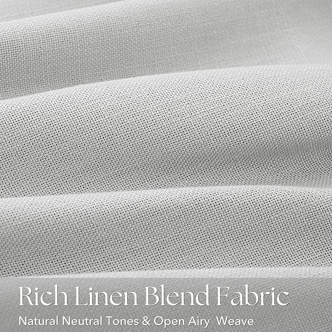 Grey Pinch Pleated Linen Curtains 84 Inch Length 2 Panels for Living Room Bedroom Textured Grey Semi Sheer Drapes Pinch Pleat Rings Window Curtain 40x84