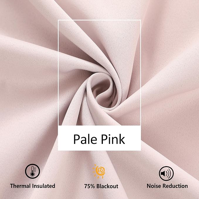 Treatmentex Pom-Pom Pink Half-Blackout Curtains 45'''' Short Window Curtain Set for Girls Baby Nursery Room Darkening Drapes 2 Panels Rod Pocket,Adult